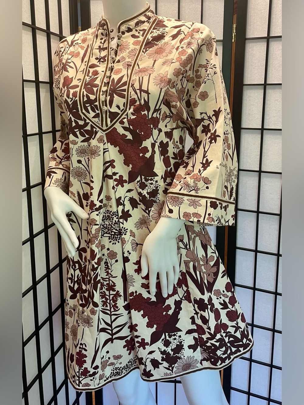 Tuckernuck Cream Dress with Burgundy Floral Print